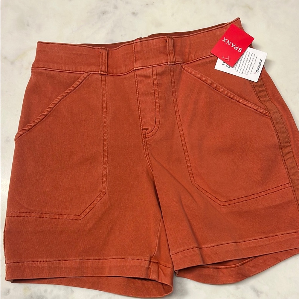 SPANX High Waist 6” Twill Short - Spiced Orange - size XS